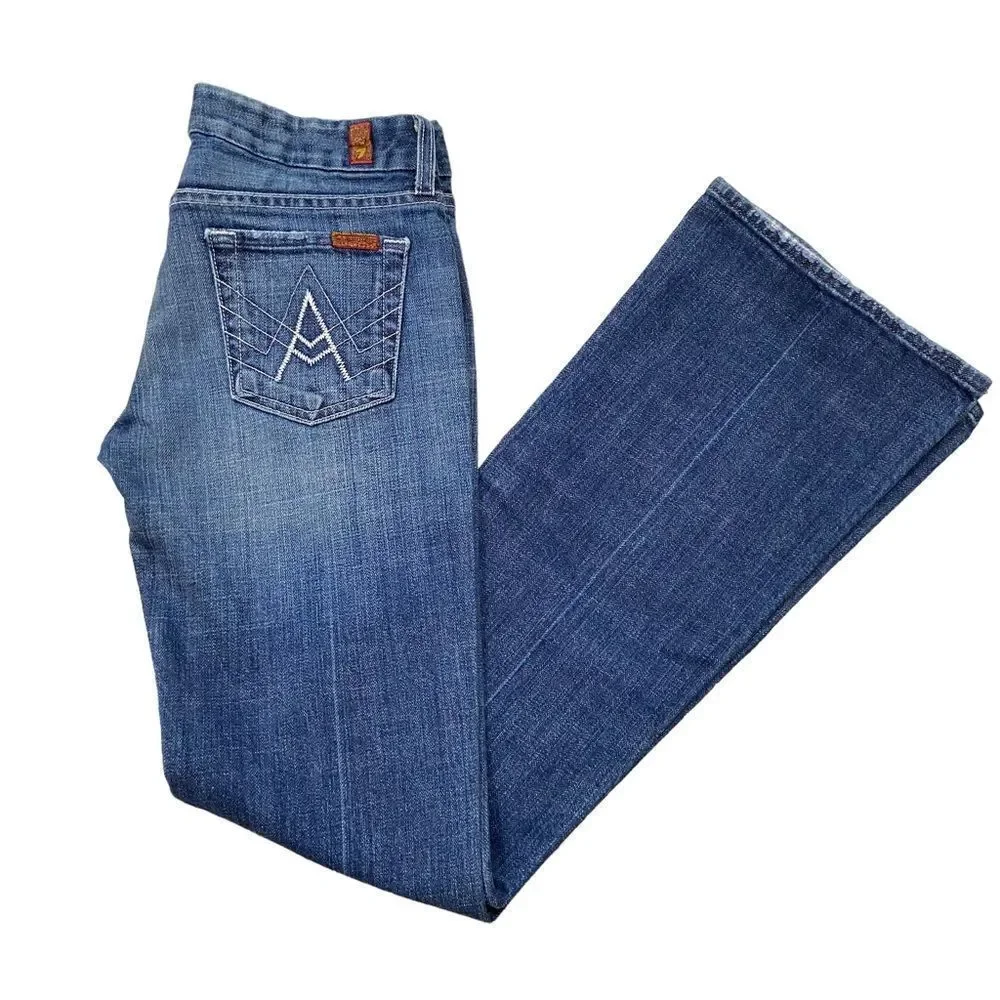 7 For All Mankind Ladies Boot Cut Medium Wash Jeans‎ Size 26